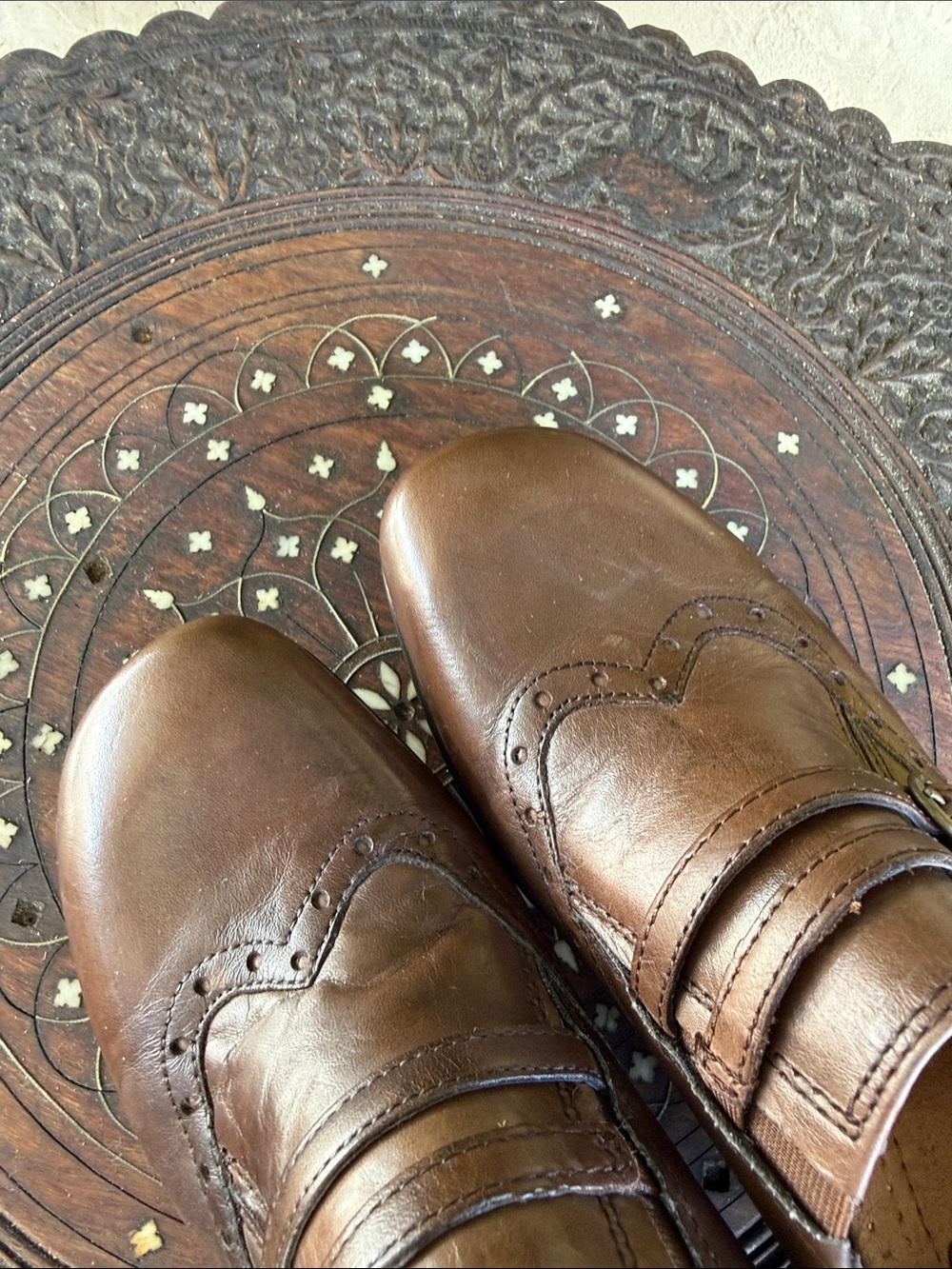 Earth Orgins Brown Leather Double-Buckle Heels - Picture 7 of 7